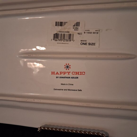 Jonathan Adler White Ceramic Greek Key Decorative Tray Happy Chic 12x6.5 - Picture 3 of 7